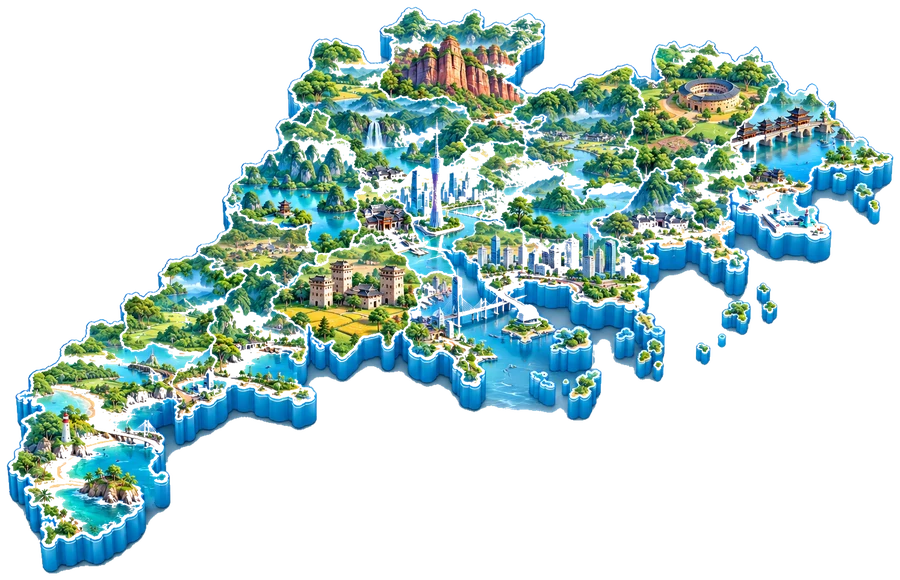 广东深圳卡通立体地图