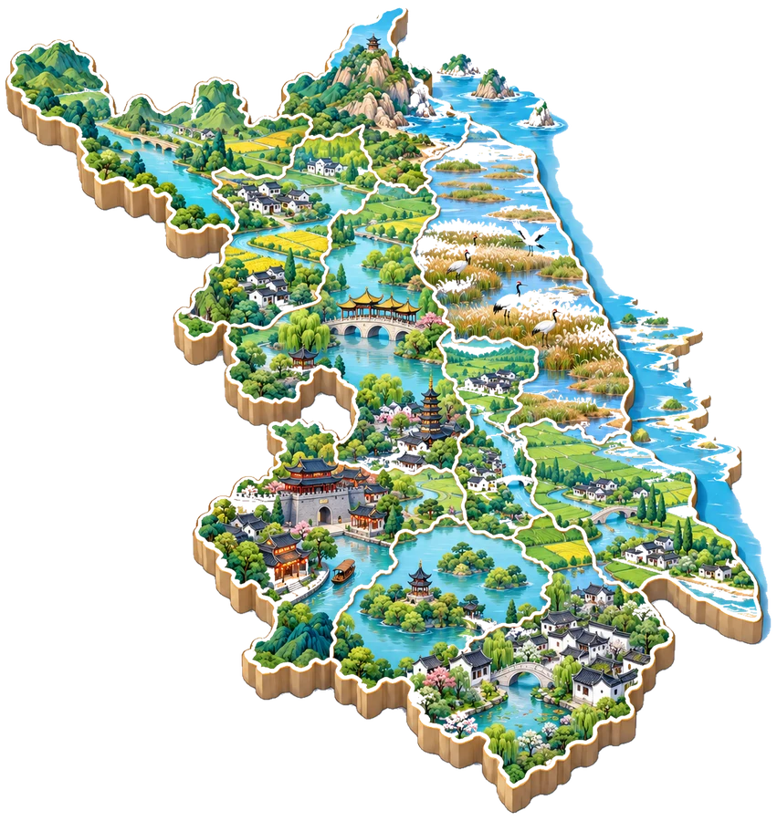 江苏苏州卡通立体地图